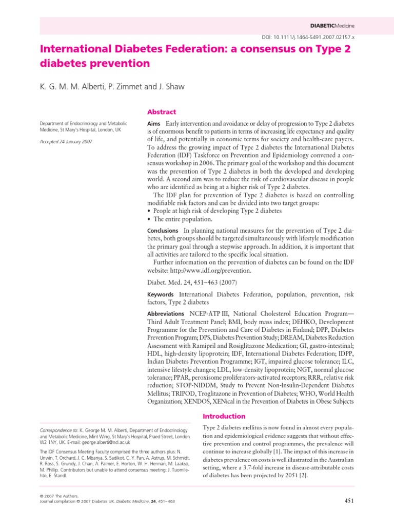 IDF Prevention Consensus DM | PDF