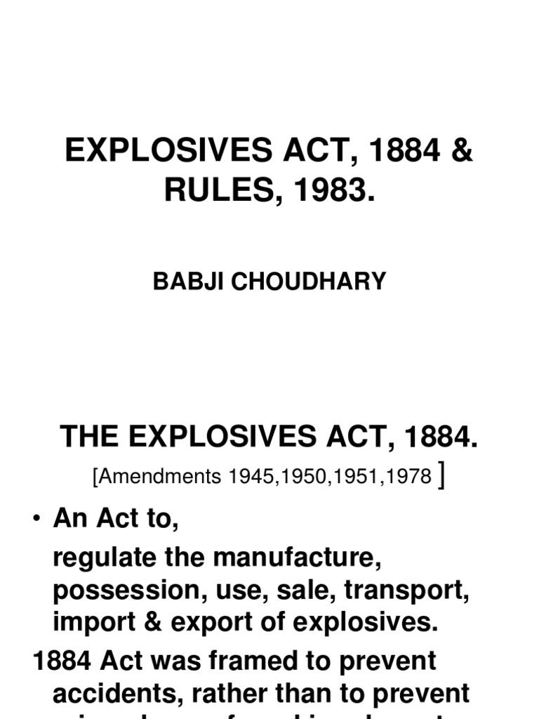 Explosives Act & Rules Explosive Material License