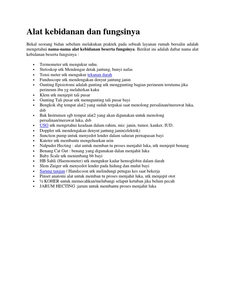 Alat  Alat  Kebidanan  Beserta Gambar  Dan  Fungsinya  Pdf   Alat  Alat  Kebidanan  Beserta Gambar  Dan  Fungsinya  Pdf
