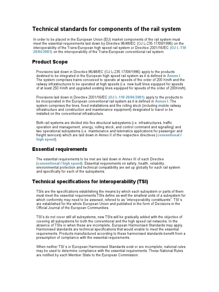 European Railway Technical Standards | PDF | Rail Transport ...