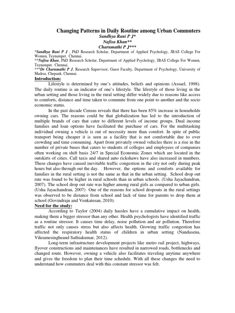 Pattern of Urban Commuters | PDF | Commuting | Traffic