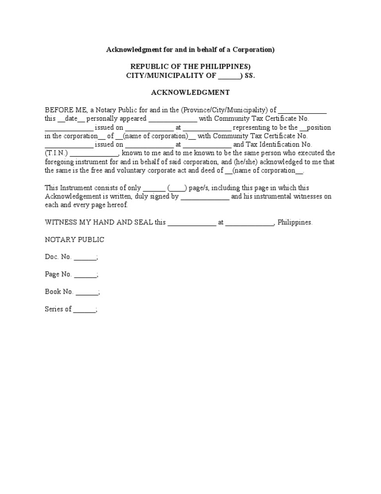 Corporate Acknowledgment Sample Philippines | PDF