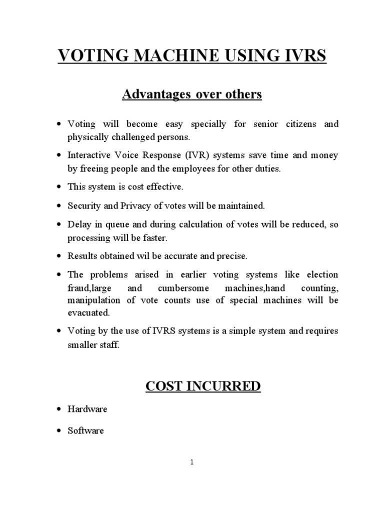 Voting Machine Using Ivrs: Advantages Over Others | PDF