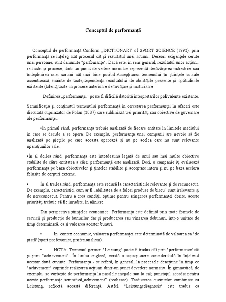 Conceptul de Performanță | PDF
