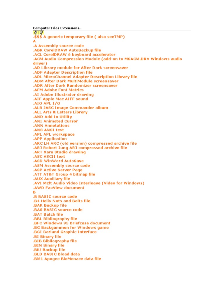 Computer File Extensions and Their Associated File Types | PDF ...