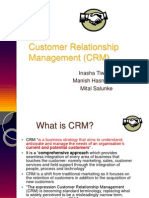 Customer Relationship Management (CRM) : Inasha Tiwari-8140 Manish Hasnani-8107 Mital Salunke