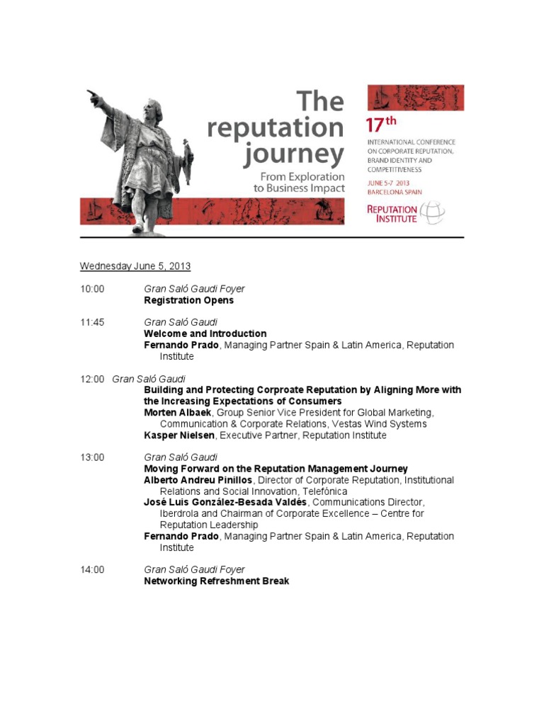 Corporate Reputation Conference | PDF | Reputation | Corporate Social ...