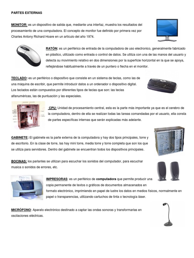 Partes Externas de una Computadora | PDF | Periférico | Arquitectura de ...