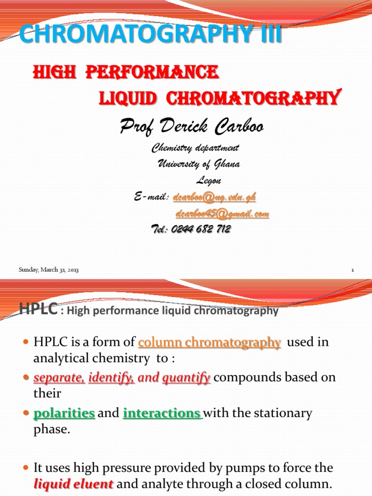 High Performance Liquid Chromatography PDF High Performance Liquid