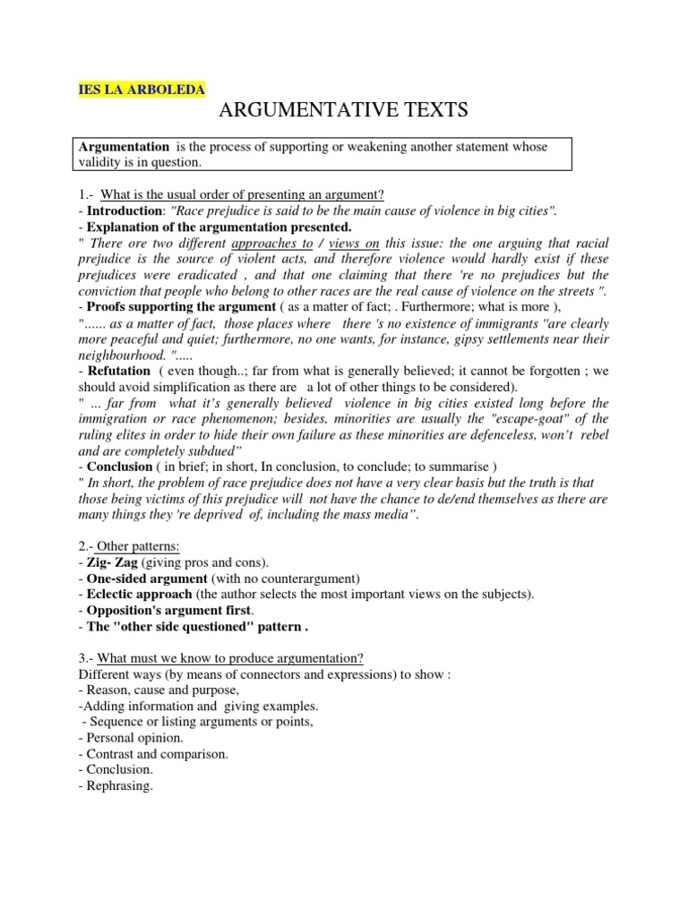 Short argumentative text example picture