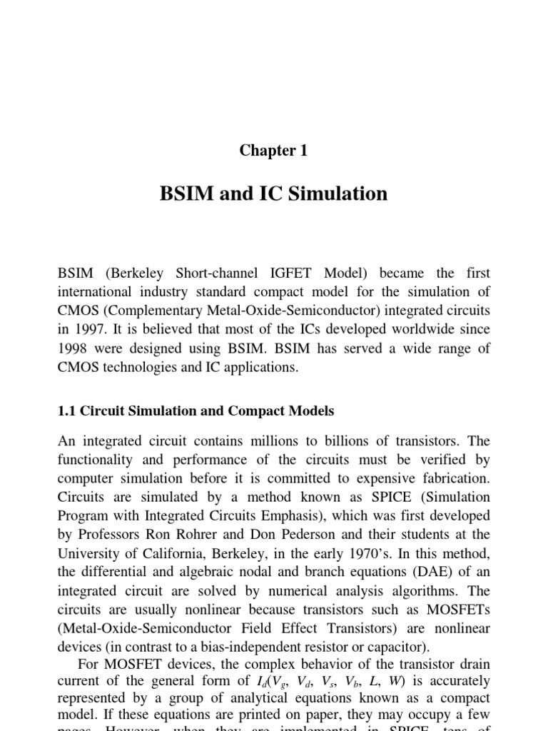 BSIM4nMOSFETmodelICsimu Chap1 | PDF | Mosfet | Field Effect Transistor