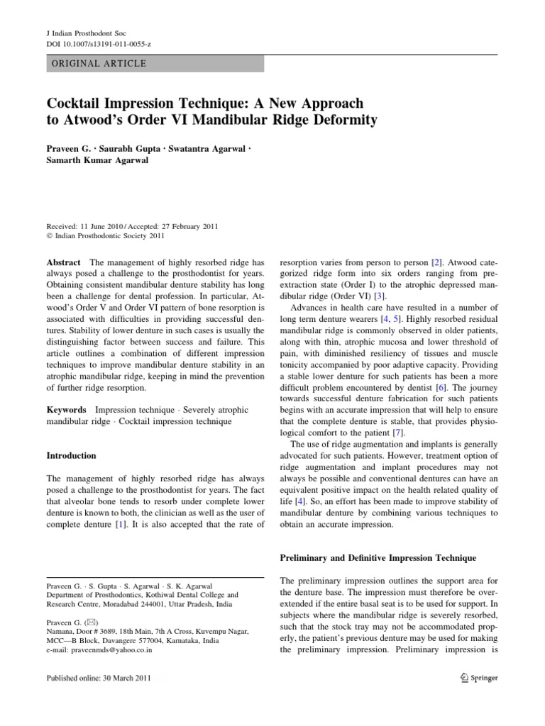 Flat Ridgel Impression Technique | PDF | Dentures | Dentistry Branches
