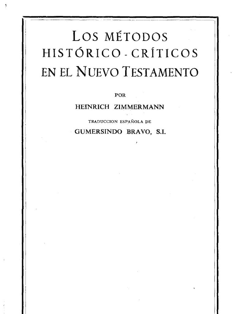 Zimmermann, Einrich Los Metodos Historico Criticos en El Nuevo