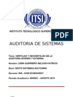 Auditoria Interna y Externa, Ventajas - Desventajas