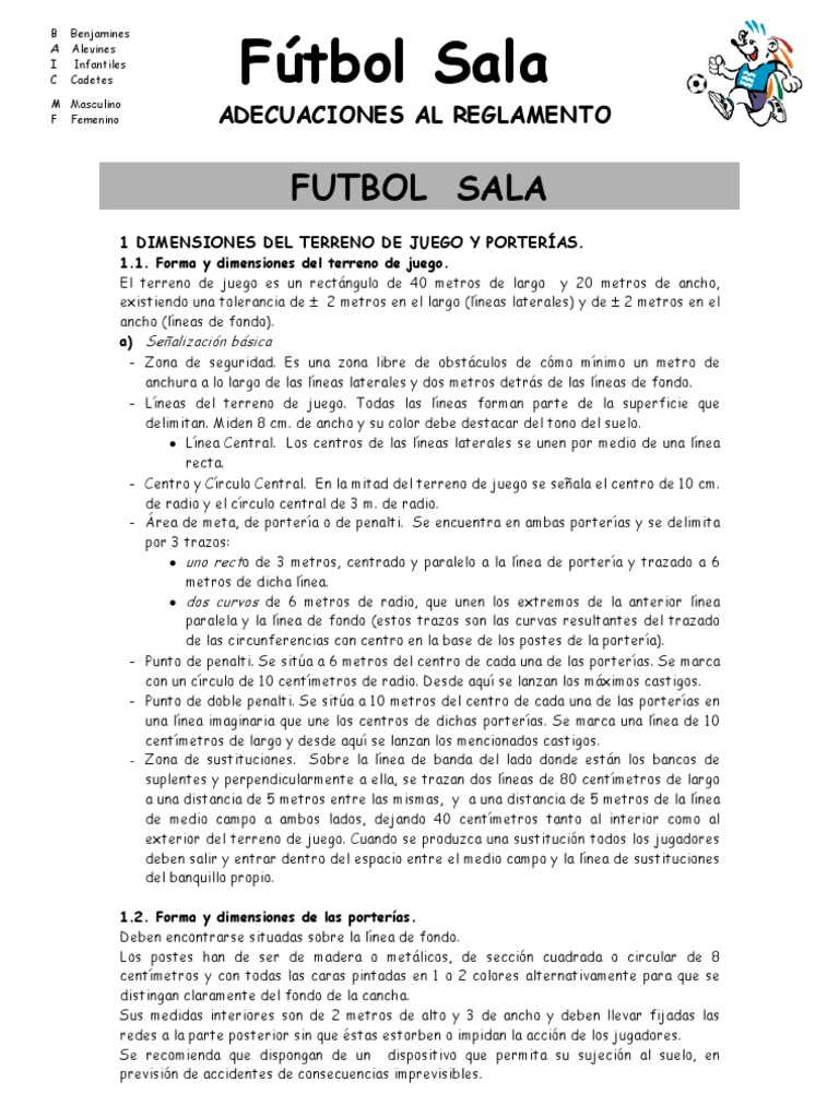 Reglamento fútbol sala 2023