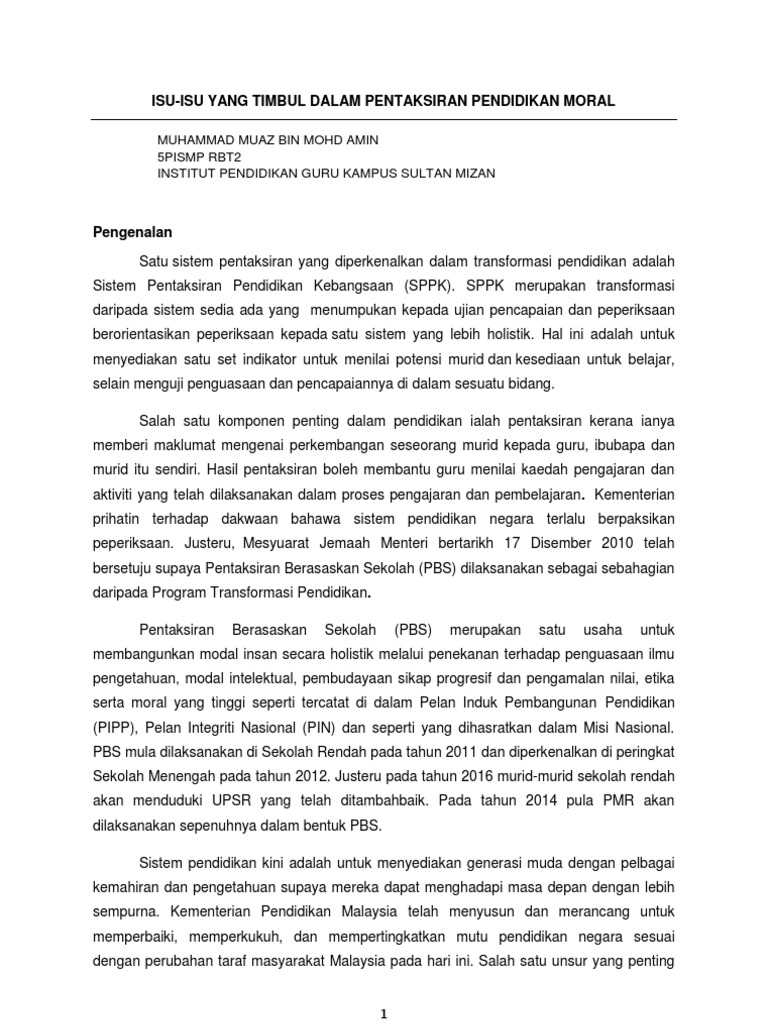 1 Pentaksiran Berasaskan Sekolah 2012 Lembaga Peperiksaan Kementerian