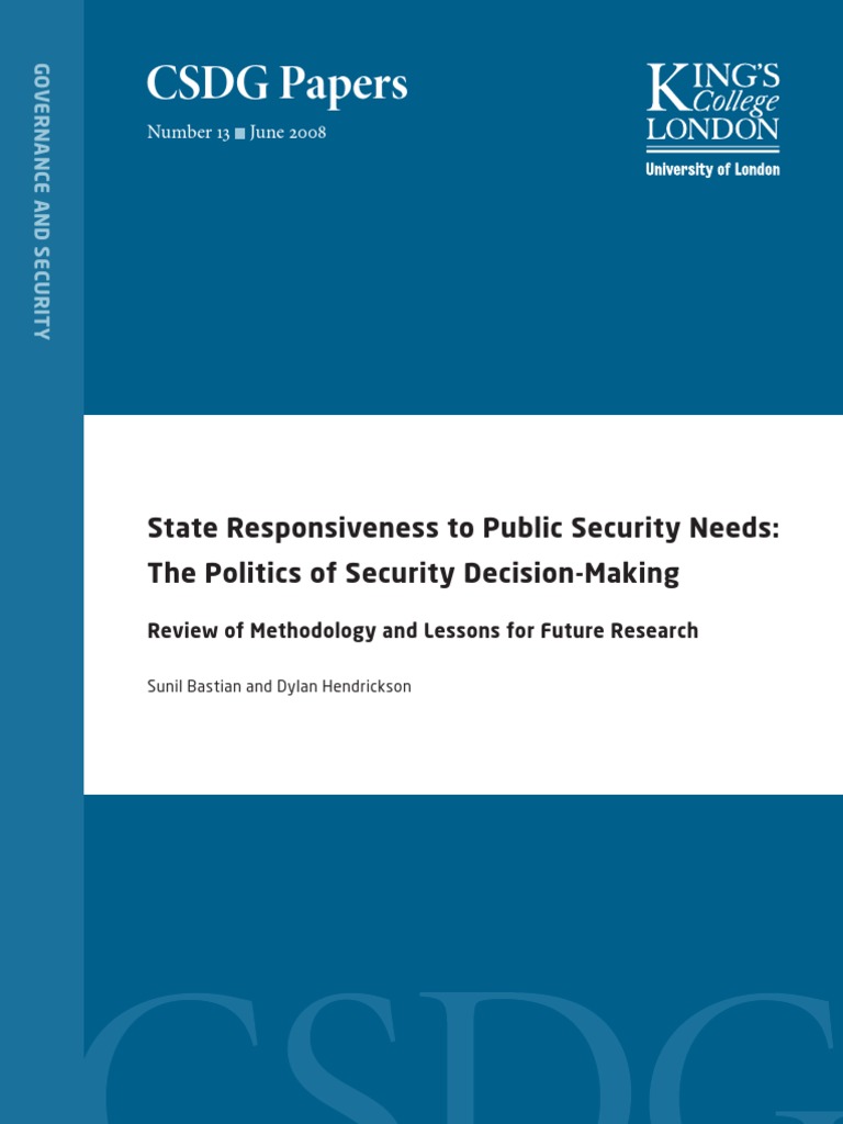 CSDG Papers: State Responsiveness To Public Security Needs: The ...