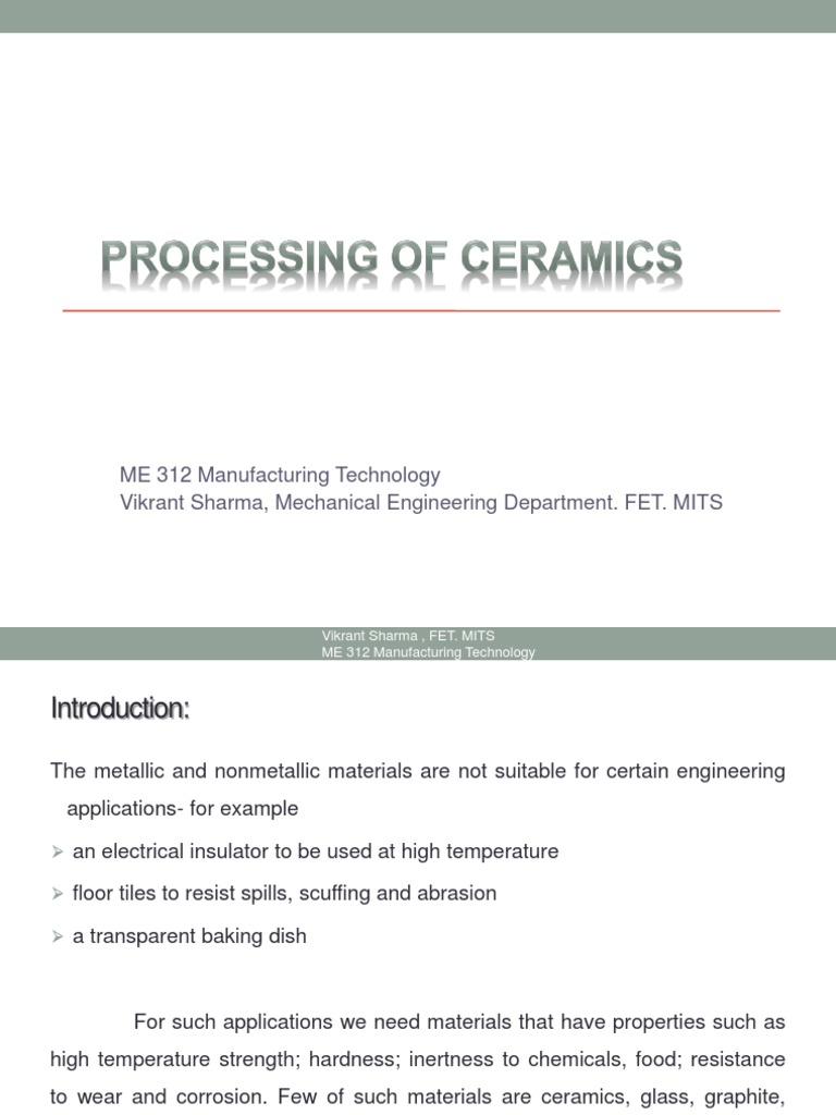Processing of Ceramics PDF Ceramics Sintering