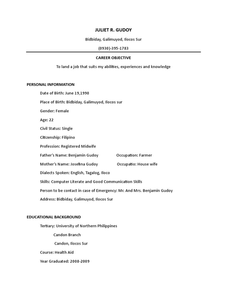 Sample nursing resume with job description