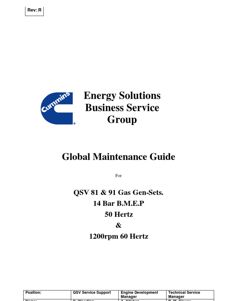 QSV 81/91 Gas Gen-Sets Maintenance Guide | PDF | Turbocharger | Piston
