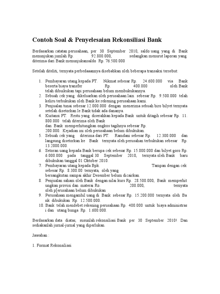 Rekonsiliasi Bank