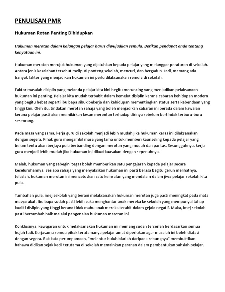Hukuman Merotan Wajar Dihidupkan Pdf