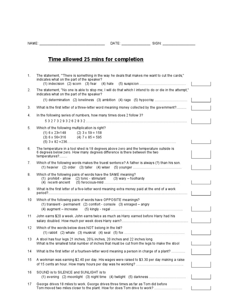 IQ Test Sample Questions for Kids | PDF