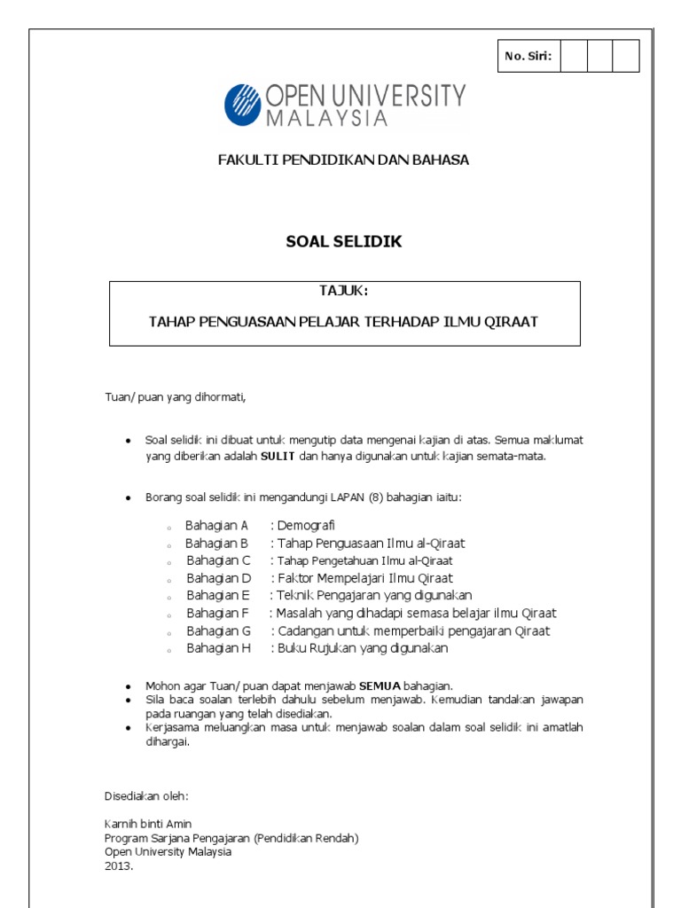 Contoh Soal Selidik Qiraat Pdf