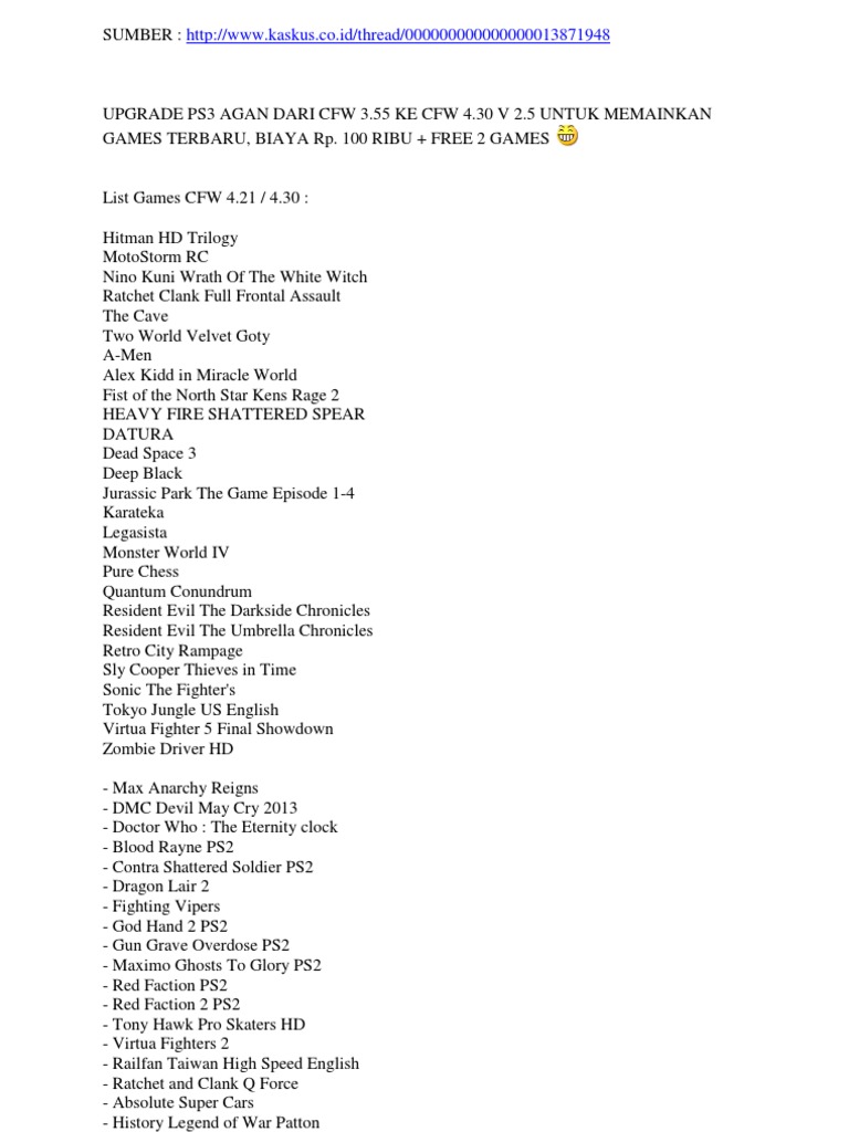 Daftar Game Ps3 Feb 2013, PDF, Leisure