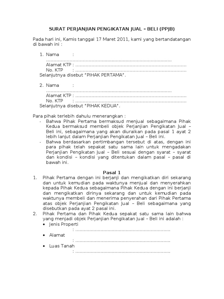 Contoh Format PPJB | PDF