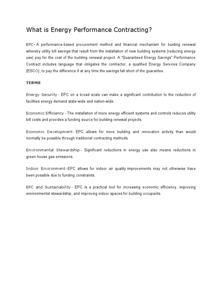 Energy Performance Contracting | PDF