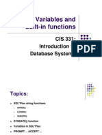 Variables and Built-In Functions: CIS 331: Introduction To Database Systems