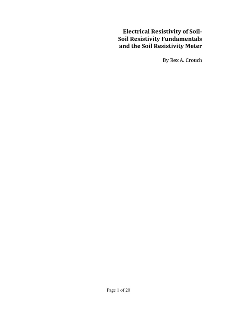 Electrical Resistivity of Soil | PDF | Electrical Resistivity And ...