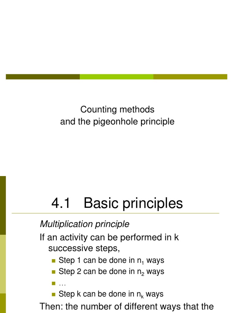 Counting methods and the pigeonhole principle pdf probability