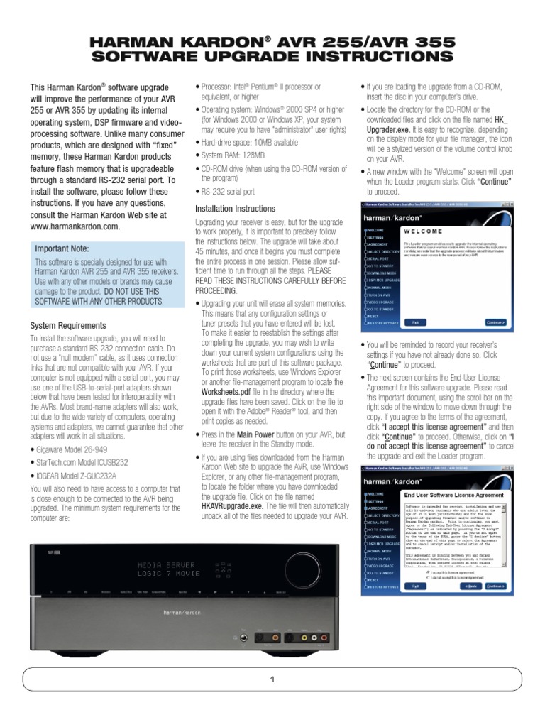 Software Upgrade Instructions - AVR 255, AVR 355 (English EU) | PDF ...
