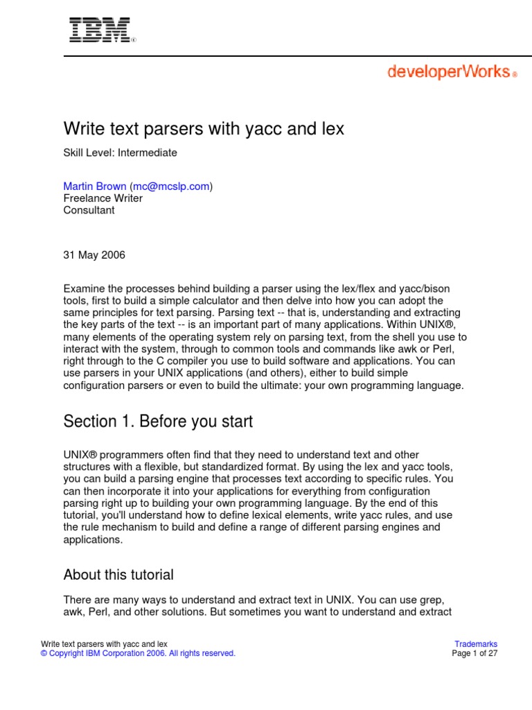 Lex and Yacc | PDF | Parsing | C (Programming Language)