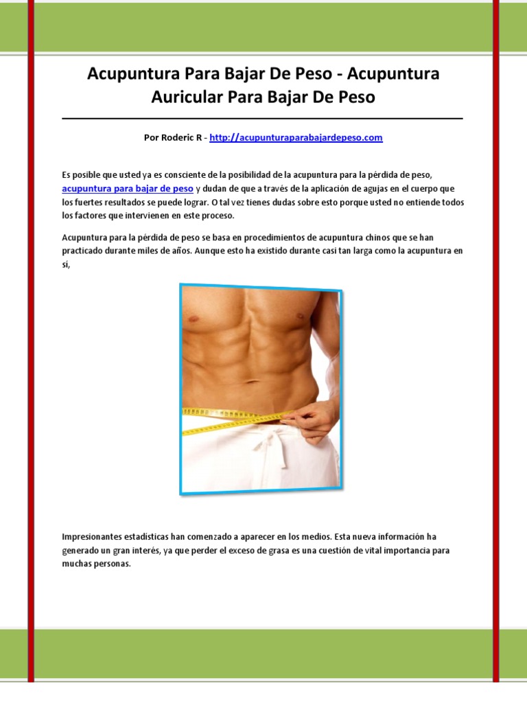 Acupuntura para Bajar de Peso | PDF | Acupuntura | Chino Han
