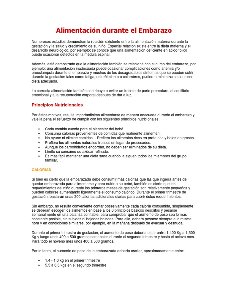 Alimentación Durante El Embarazo