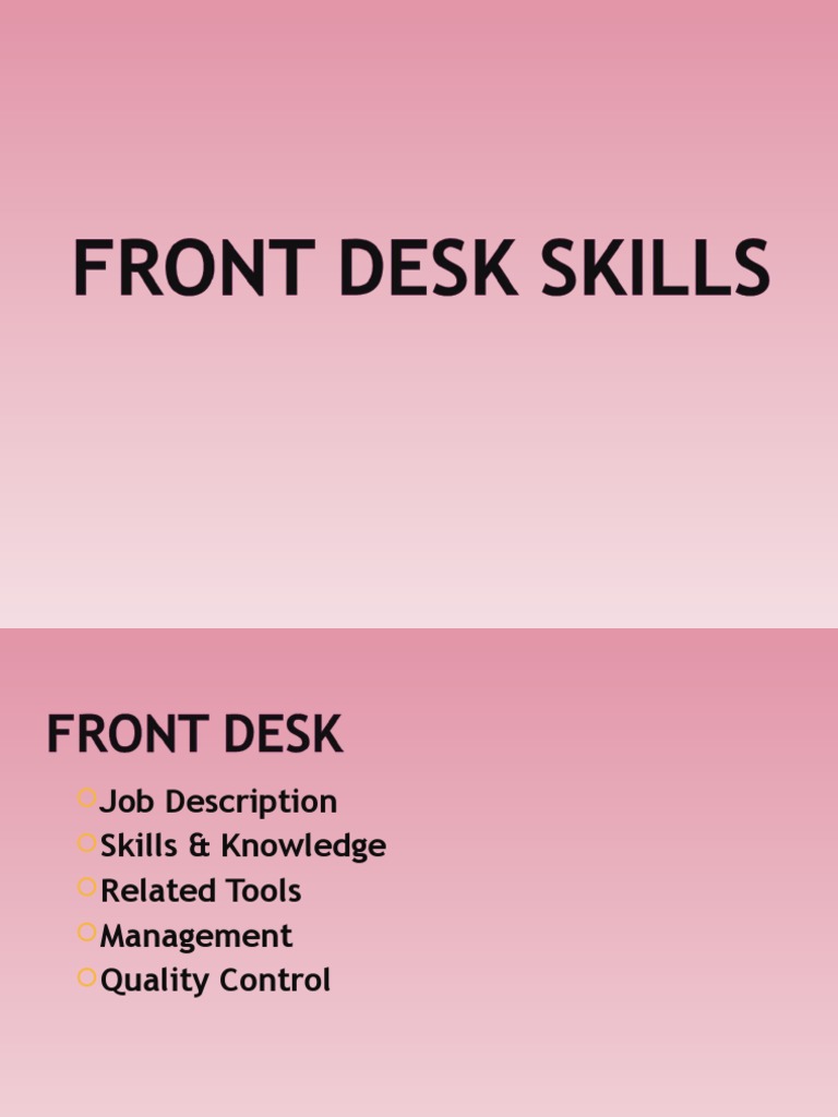 2 Front Desk Skills Psychology Cognitive Science