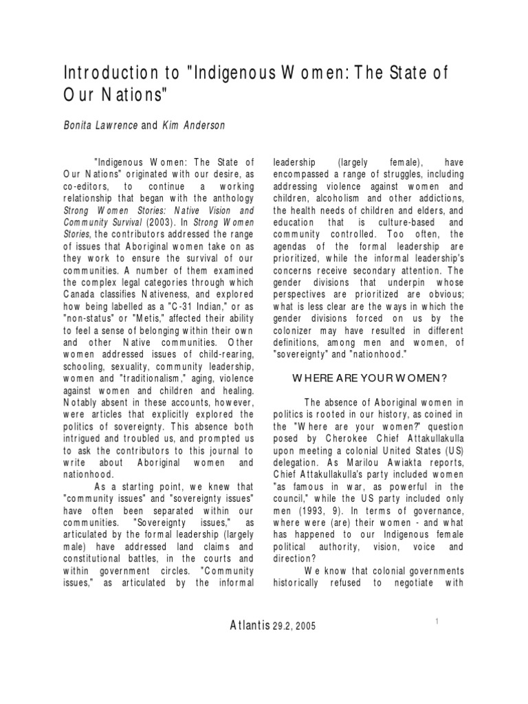 Indigenous Women's Sovereignty Issues | PDF | First Nations ...
