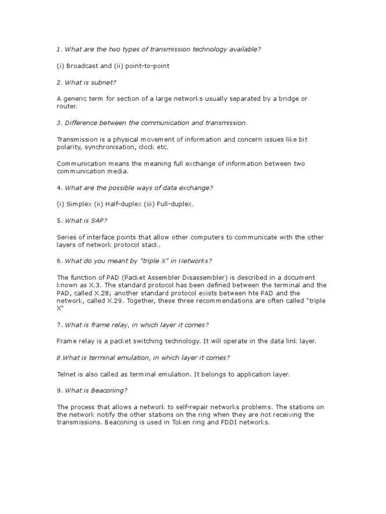 Network Questions & Answer | PDF | Transmission Medium | Computer Network