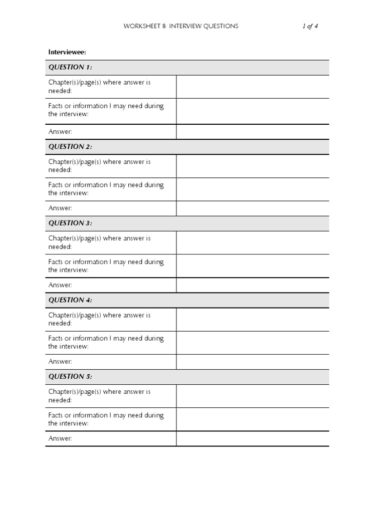interview research worksheet