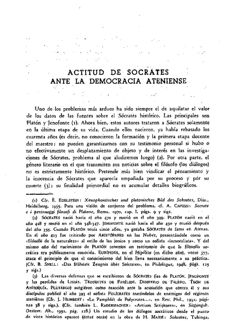 Sócrates y la Democracia Ateniense | PDF | Sócrates | Disculpa (Platón)