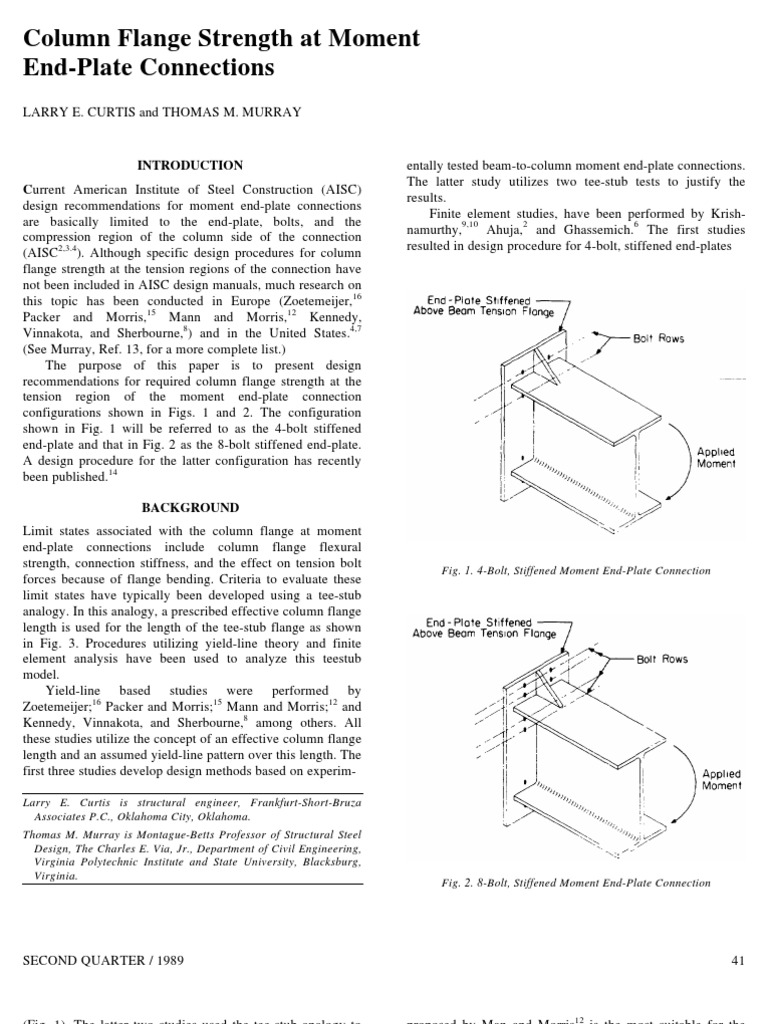Column Flange Strength in End-Plate Connections | PDF | Column ...