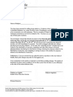 University District Admonishment Letter 03-13-13