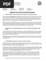 Connecticut Bipartisan Task Force of Gun Violence Prevention and Children's Safety Summary of Gun Violence Prevention Proposals