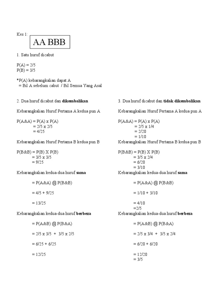 Nota Kebarangkalian Matematik Tingkatan 5