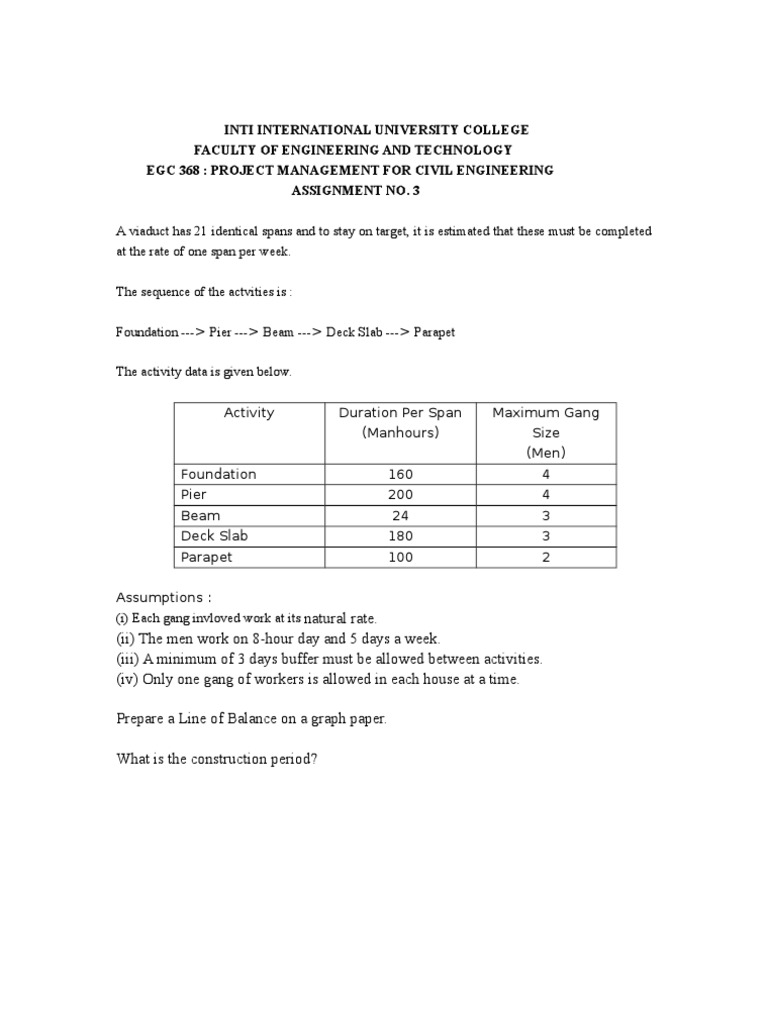 Civil Engineering Project Management Assignment | PDF | Science ...