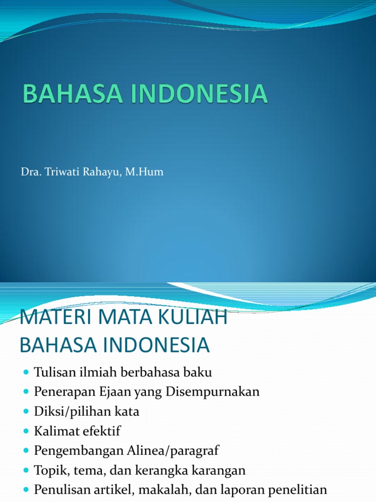 Mata Kuliah Bahasa Indonesia