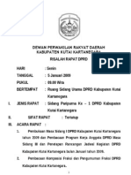 Contoh Risalah Sidang Paripurna DPRD